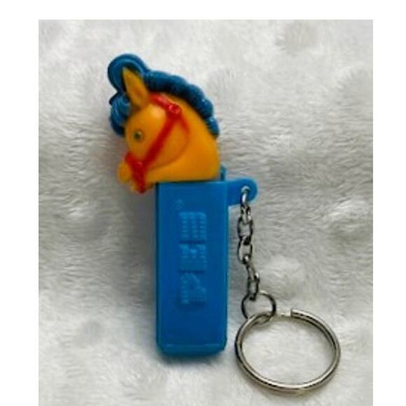 Vintage (1999) Mini Pony Pez Dispenser, Blue Base, Red Bridle, Keychain RARE - Picture 2 of 6